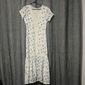 LoveShackFancy Vermella Cotton V-Neck Maxi Dress